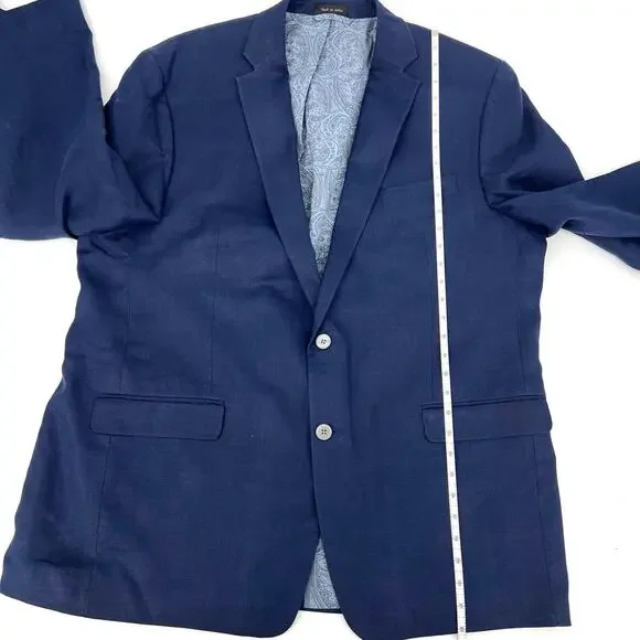 Lauren Ralph Lauren for Macy's Mens Navy Blue Linen Blazer Sportcoat Size 46 L - Picture 4 of 9